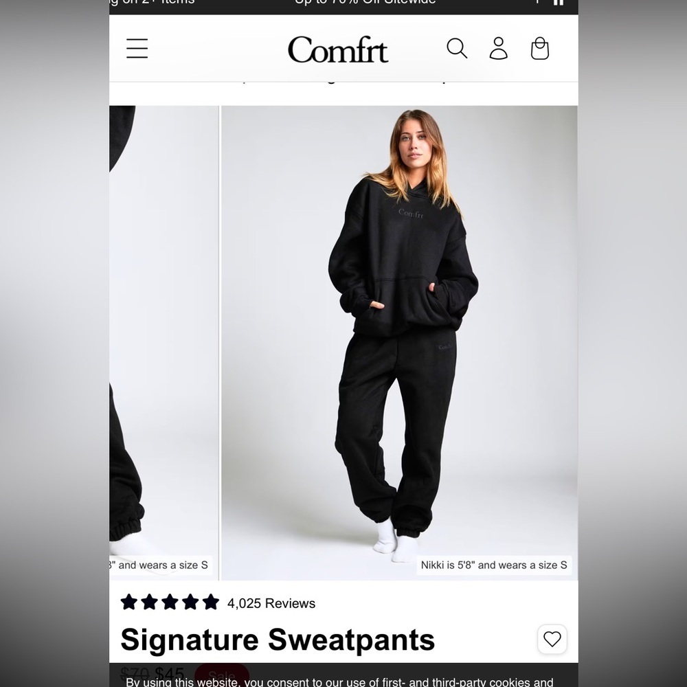 Comfrt Signature Sweatpants NWT Small Unisex Black sweatpants cropped MSRP $70 - Picture 2 of 6